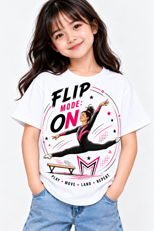 Kids Gymnastics T-Shirt | Flip Mode On Gymnastics Tee | Mars Mash