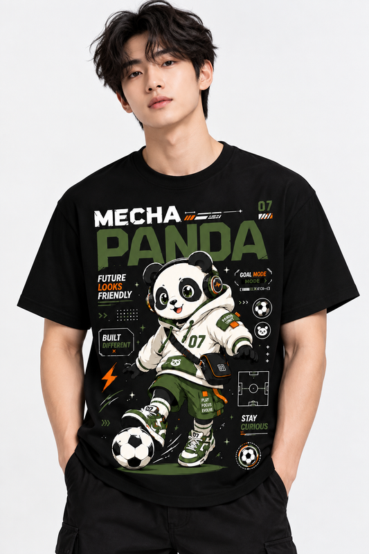 Junior Boys Mecha Panda T-Shirt | Futuristic Soccer Tee | Mars Mash