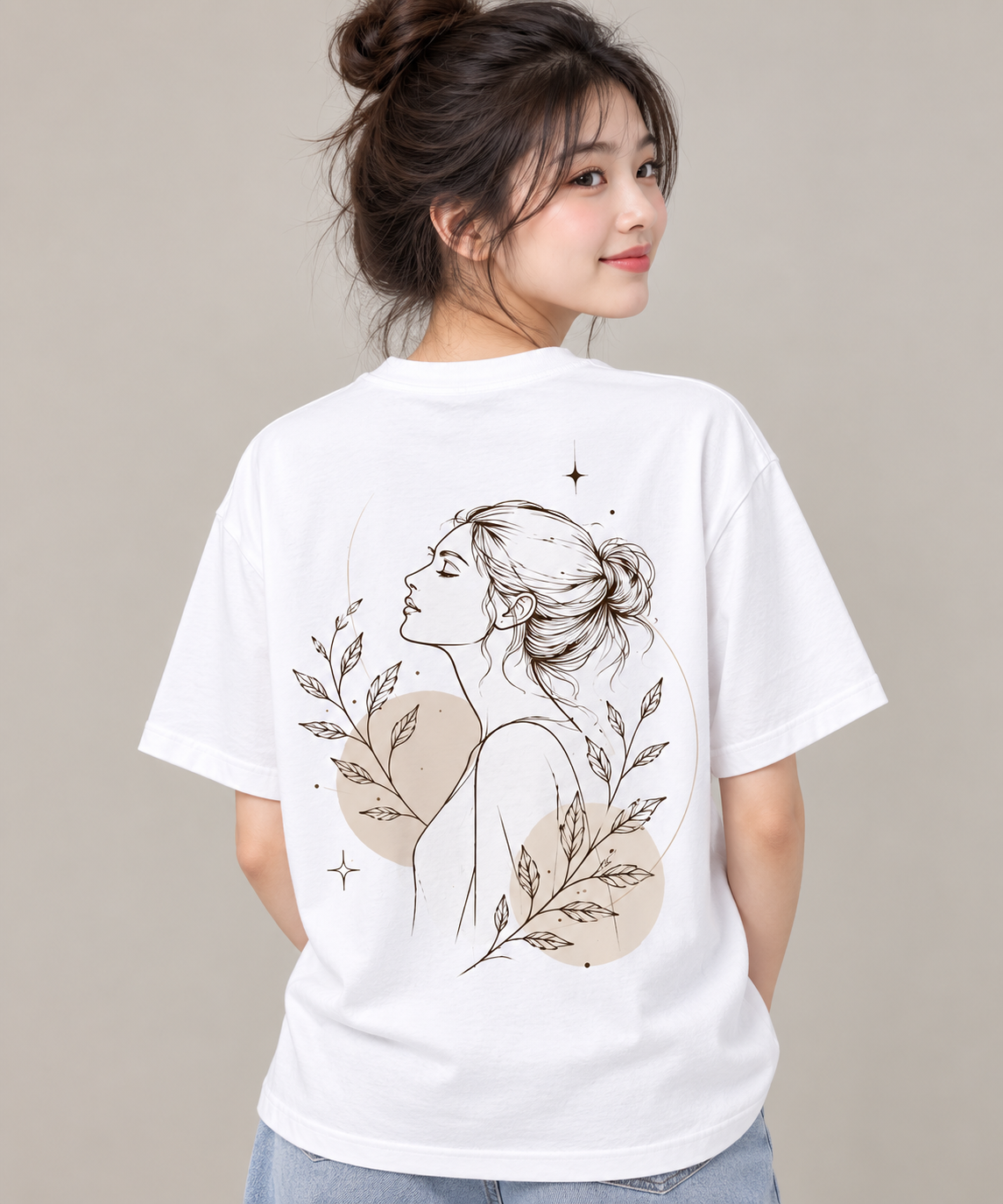 Girls Botanical Line Art T-Shirt | Minimal Floral Graphic Tee | MARS MASH