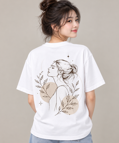 Girls Botanical Line Art T-Shirt | Minimal Floral Graphic Tee | MARS MASH