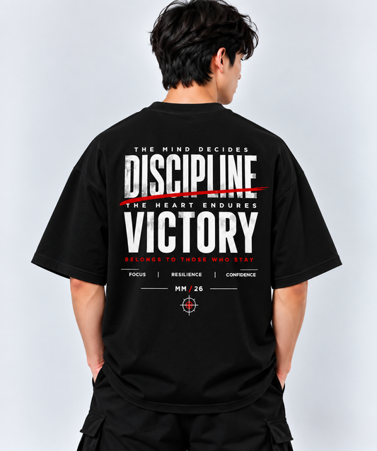 Discipline Victory Motivational Graphic Oversized T-Shirt | MARS MASH