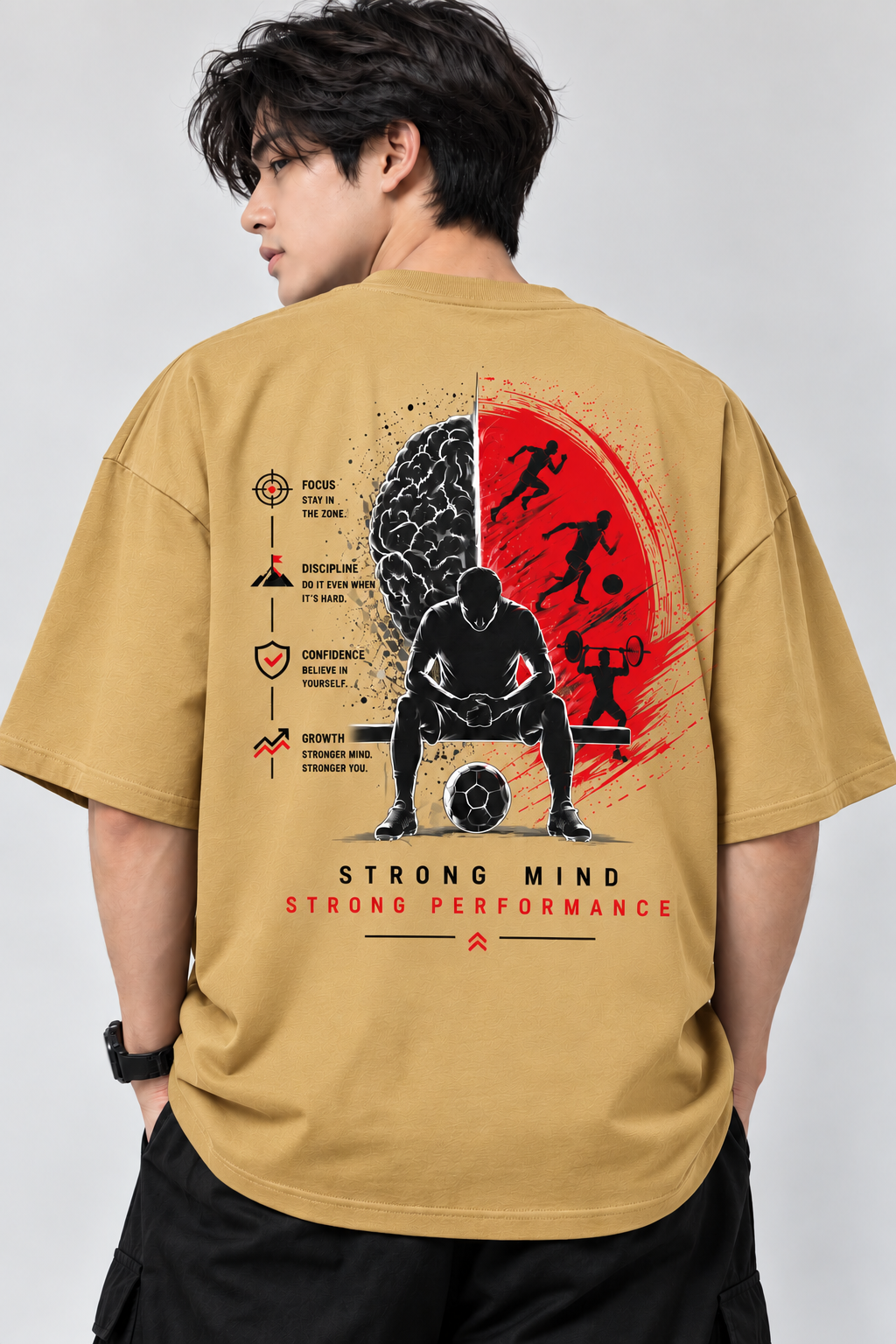 Strong Mind Strong Performance Graphic Oversized T-Shirt | MARS MASH