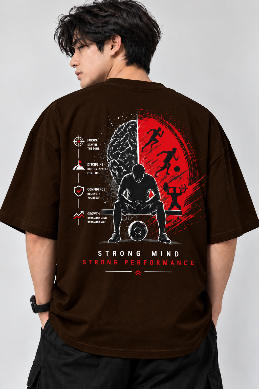 Strong Mind Strong Performance Graphic Oversized T-Shirt | MARS MASH