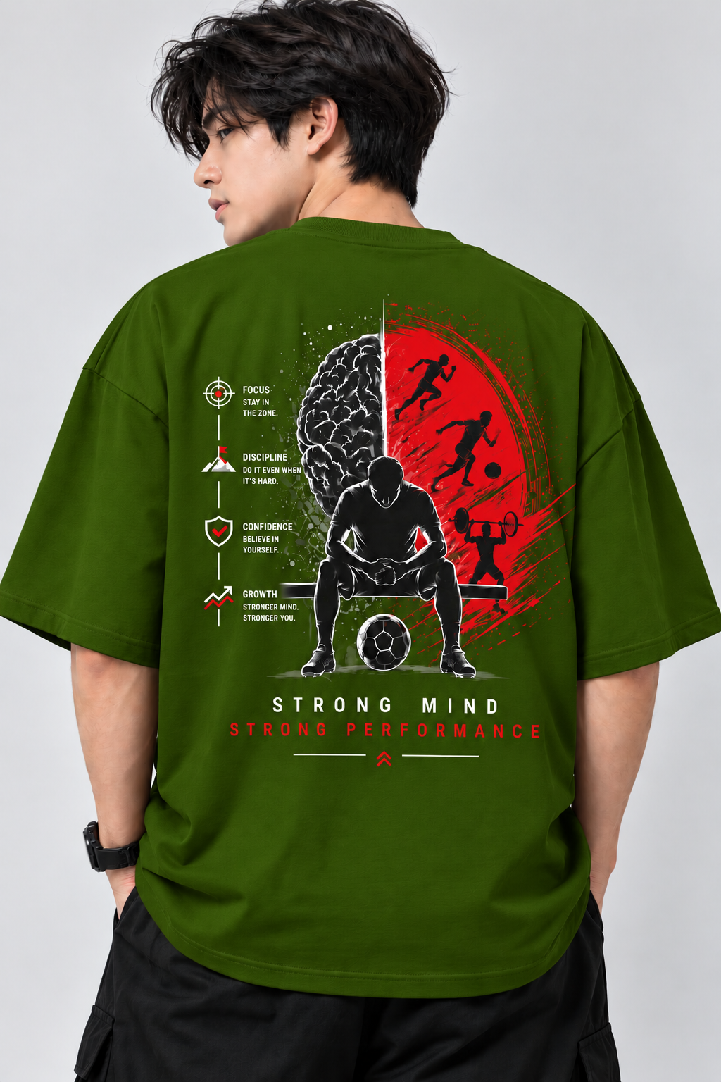 Strong Mind Strong Performance Graphic Oversized T-Shirt | MARS MASH