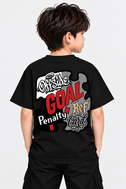 Goal Football T-Shirt for Kids – Black Graphic Tee | Mars Mash