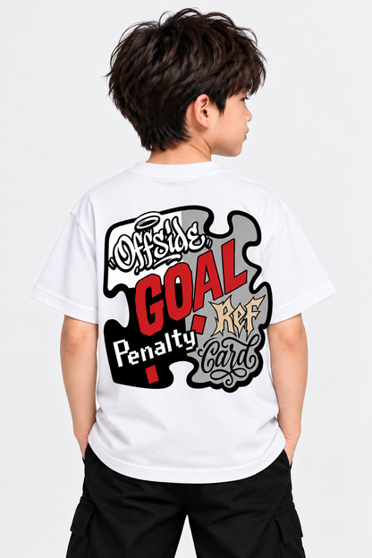 Goal Football T-Shirt for Kids – Black Graphic Tee | Mars Mash