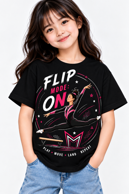 Kids Gymnastics T-Shirt | Flip Mode On Gymnastics Tee | Mars Mash