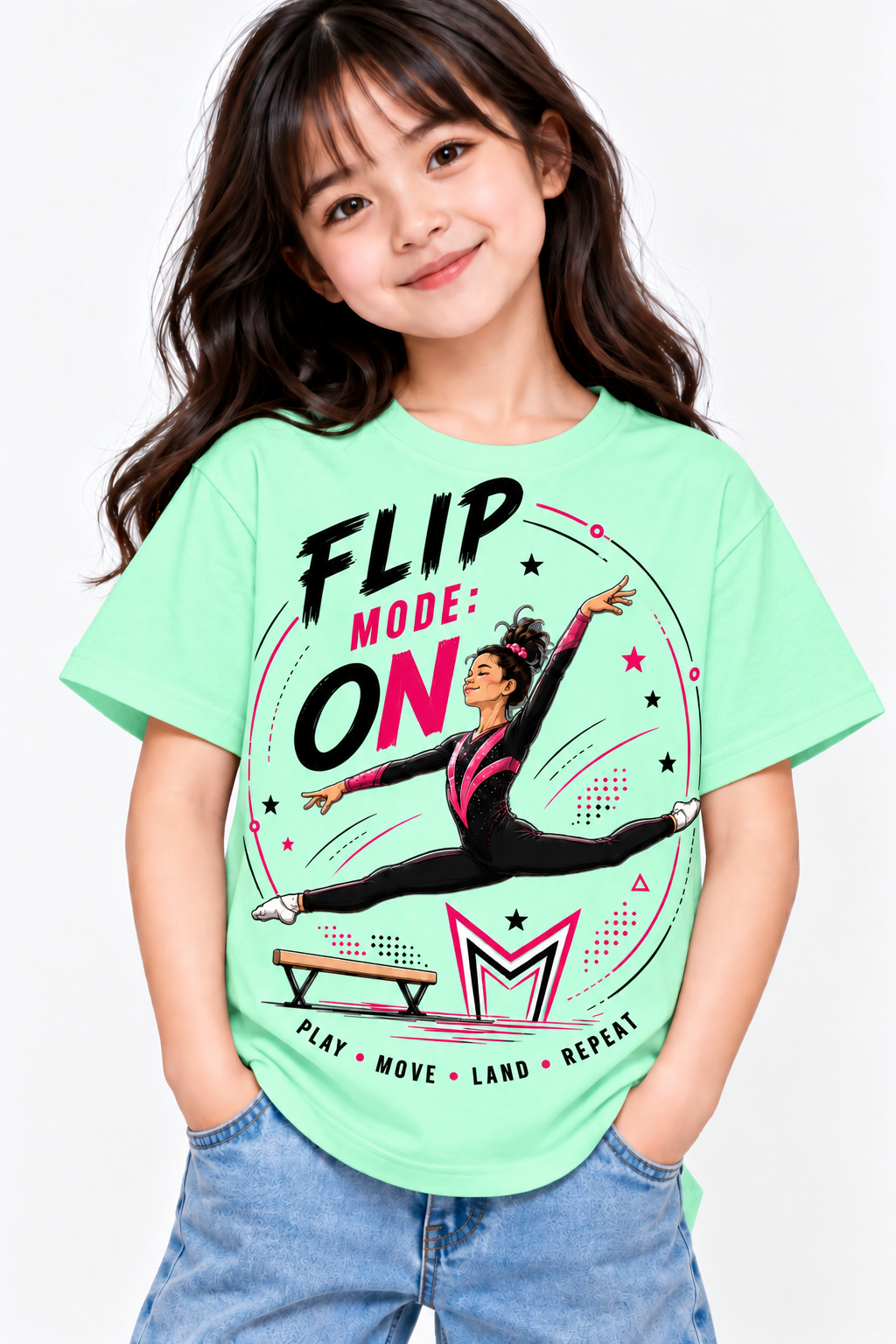 Kids Gymnastics T-Shirt | Flip Mode On Gymnastics Tee | Mars Mash