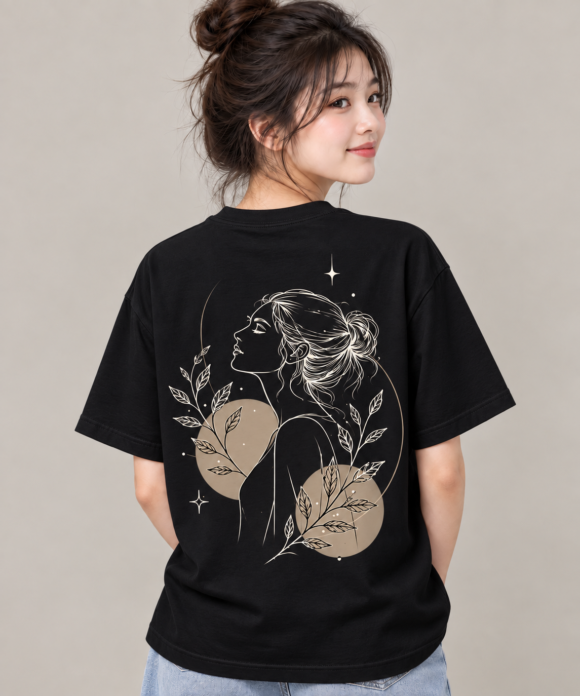 Girls Botanical Line Art T-Shirt | Minimal Floral Graphic Tee | MARS MASH