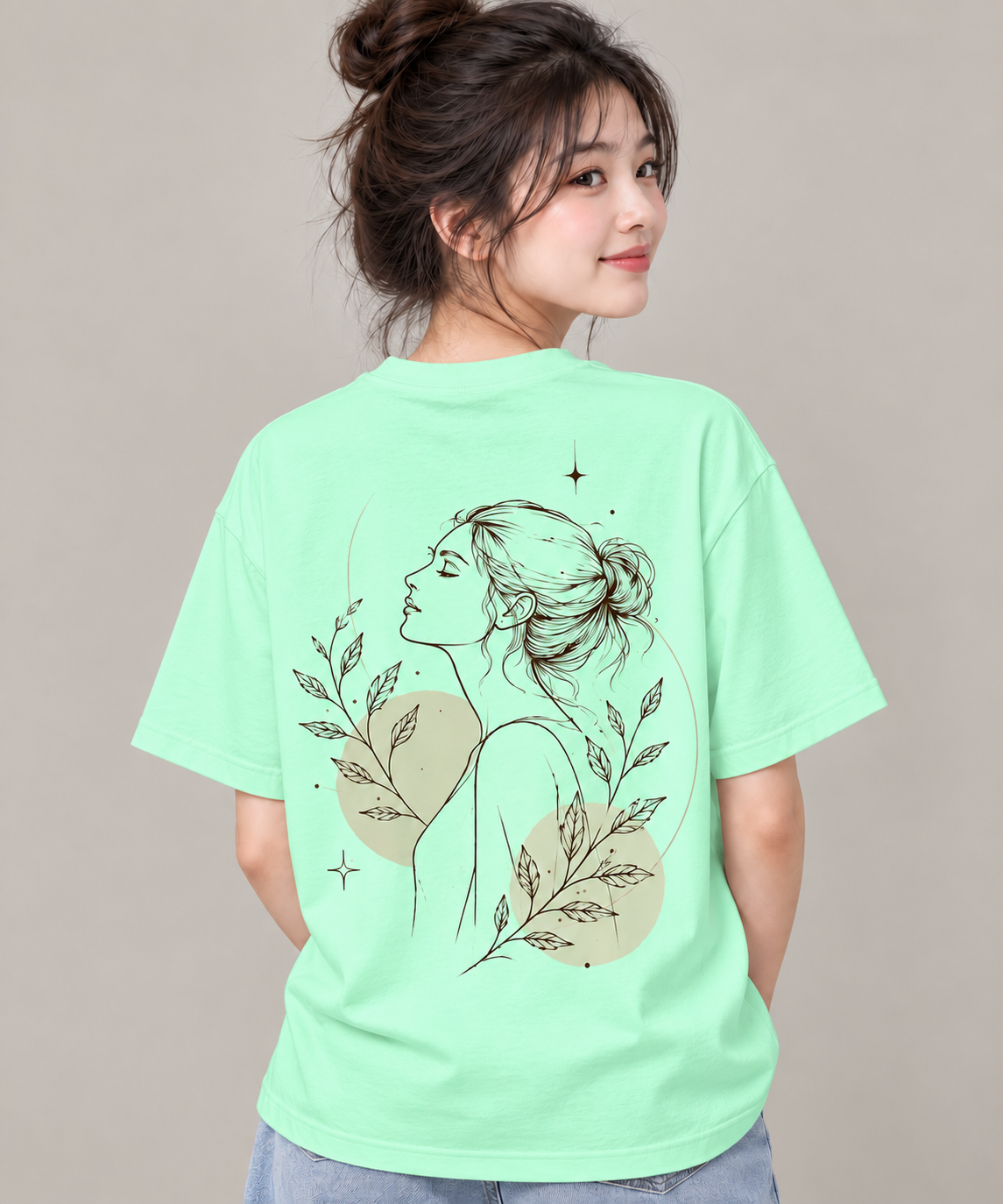 Girls Botanical Line Art T-Shirt | Minimal Floral Graphic Tee | MARS MASH