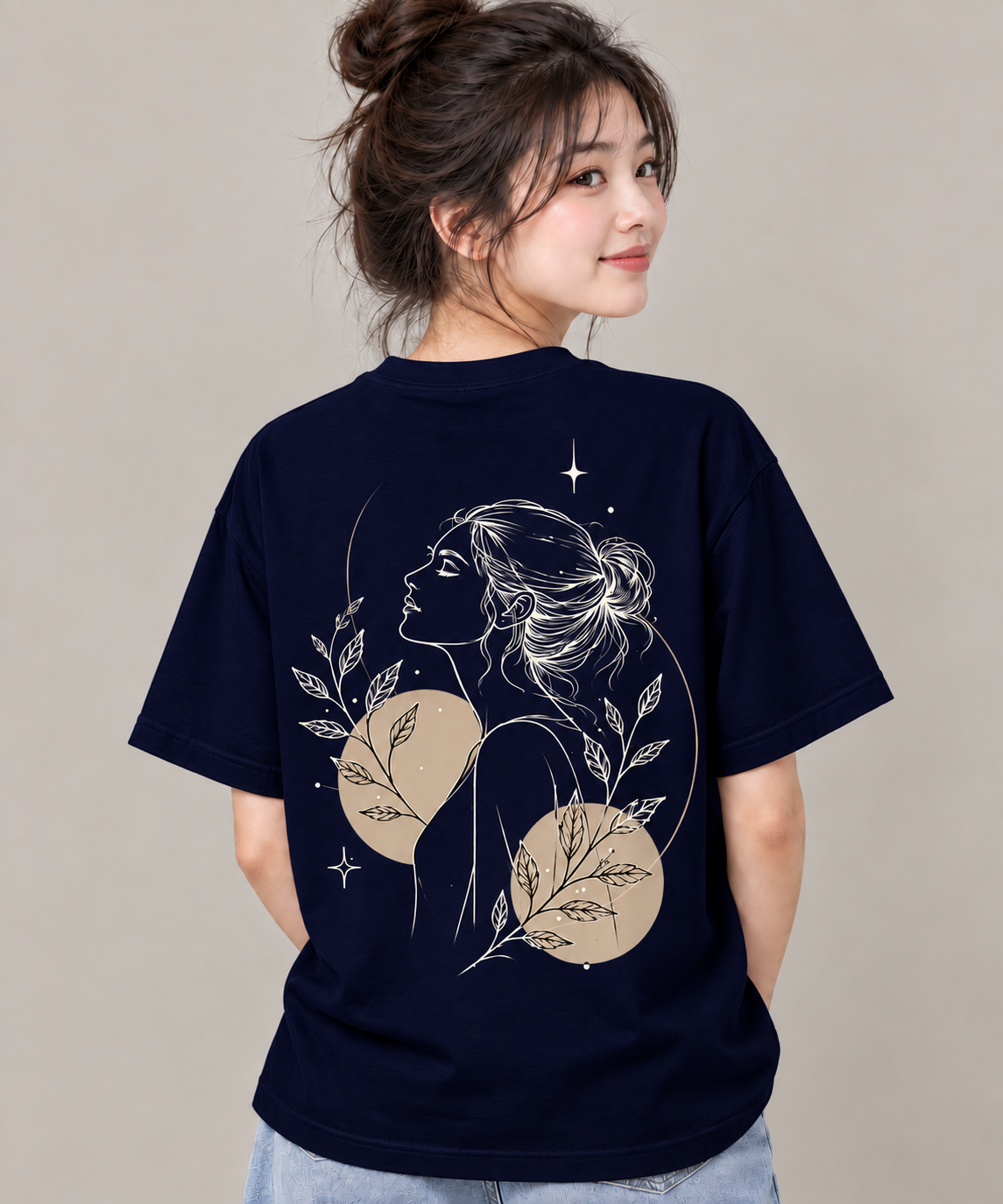 Girls Botanical Line Art T-Shirt | Minimal Floral Graphic Tee | MARS MASH