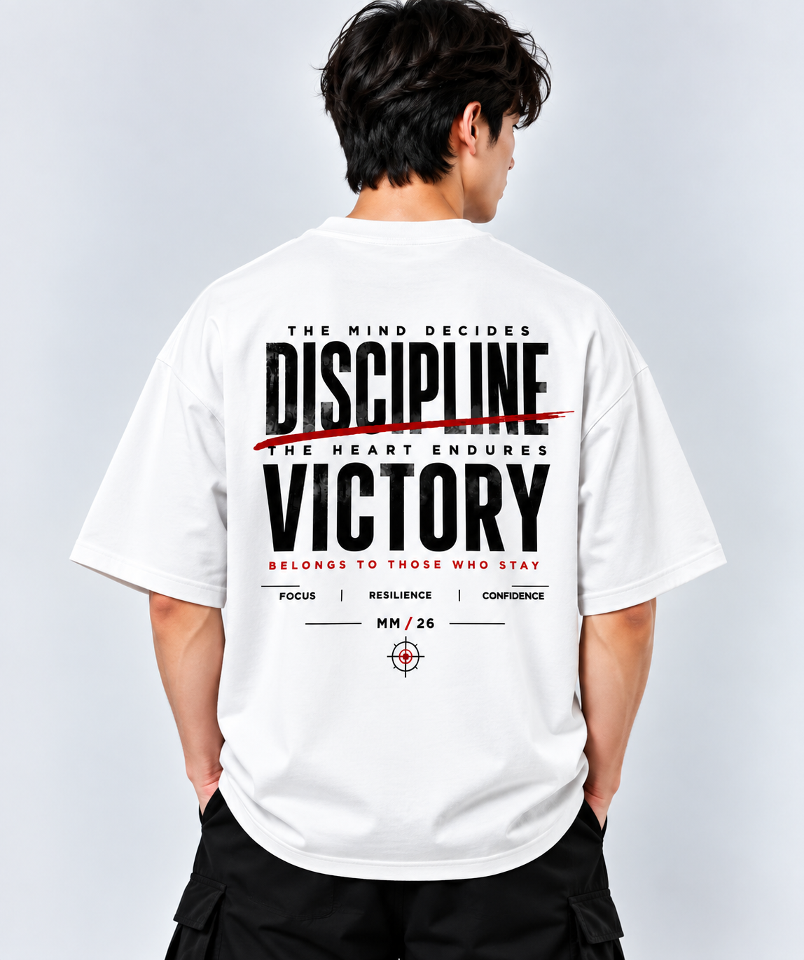 Discipline Victory Motivational Graphic Oversized T-Shirt | MARS MASH