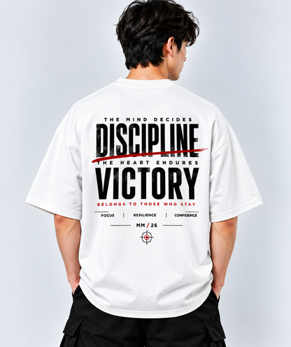 Discipline Victory Motivational Graphic Oversized T-Shirt | MARS MASH
