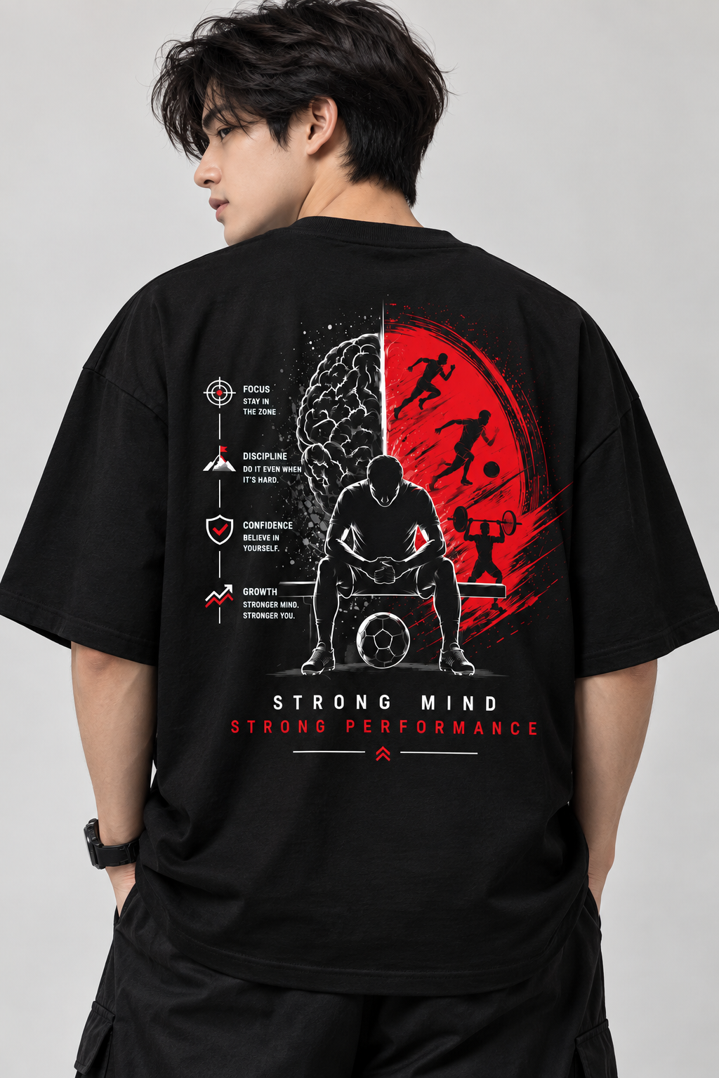 Strong Mind Strong Performance Graphic Oversized T-Shirt | MARS MASH