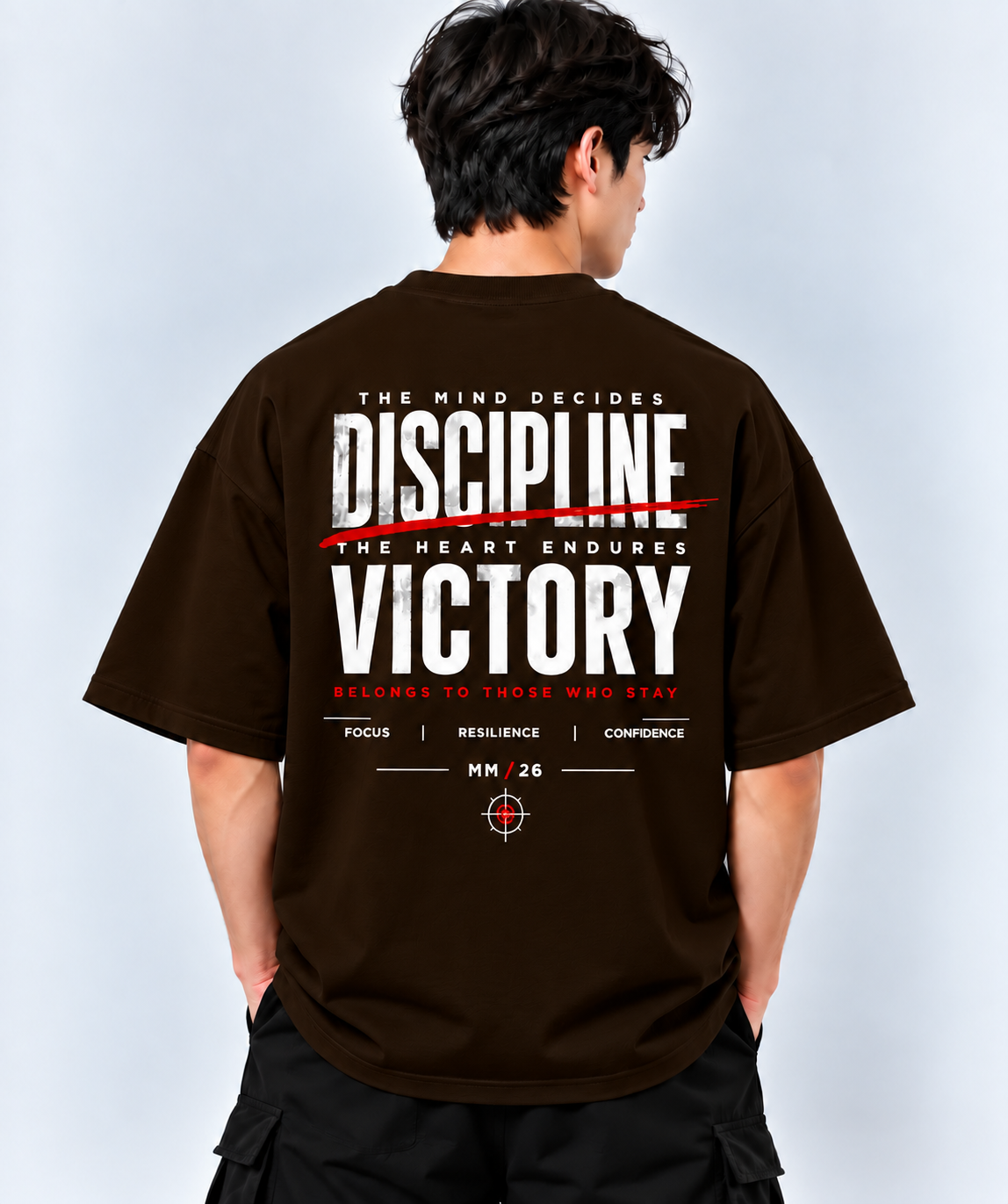 Discipline Victory Motivational Graphic Oversized T-Shirt | MARS MASH
