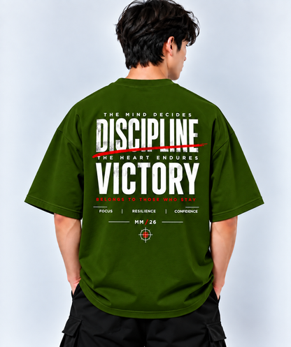 Discipline Victory Motivational Graphic Oversized T-Shirt | MARS MASH