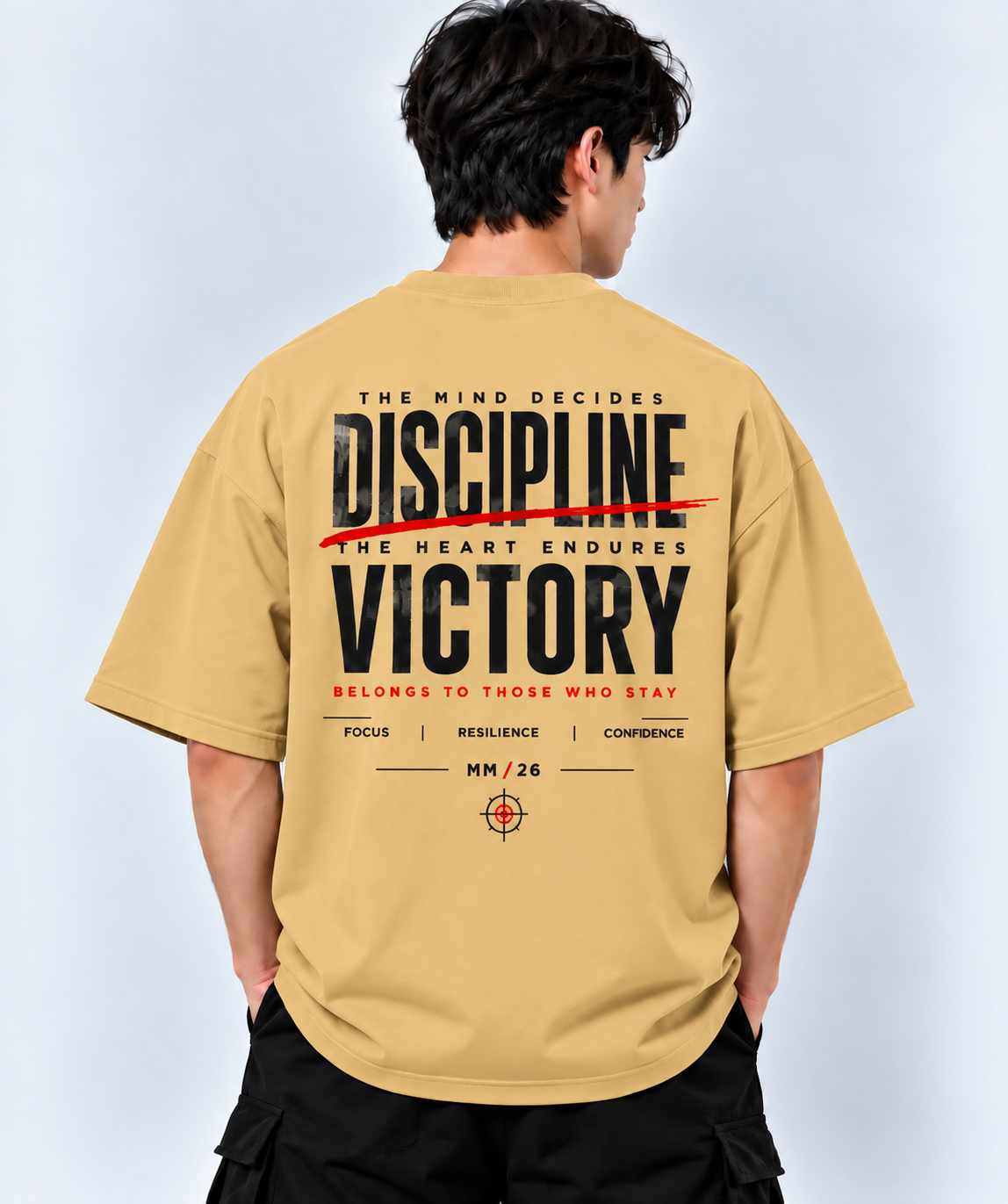 Discipline Victory Motivational Graphic Oversized T-Shirt | MARS MASH