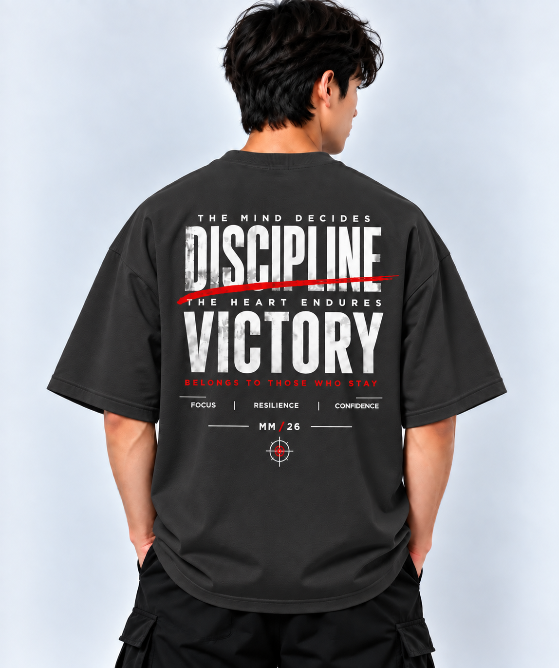Discipline Victory Motivational Graphic Oversized T-Shirt | MARS MASH