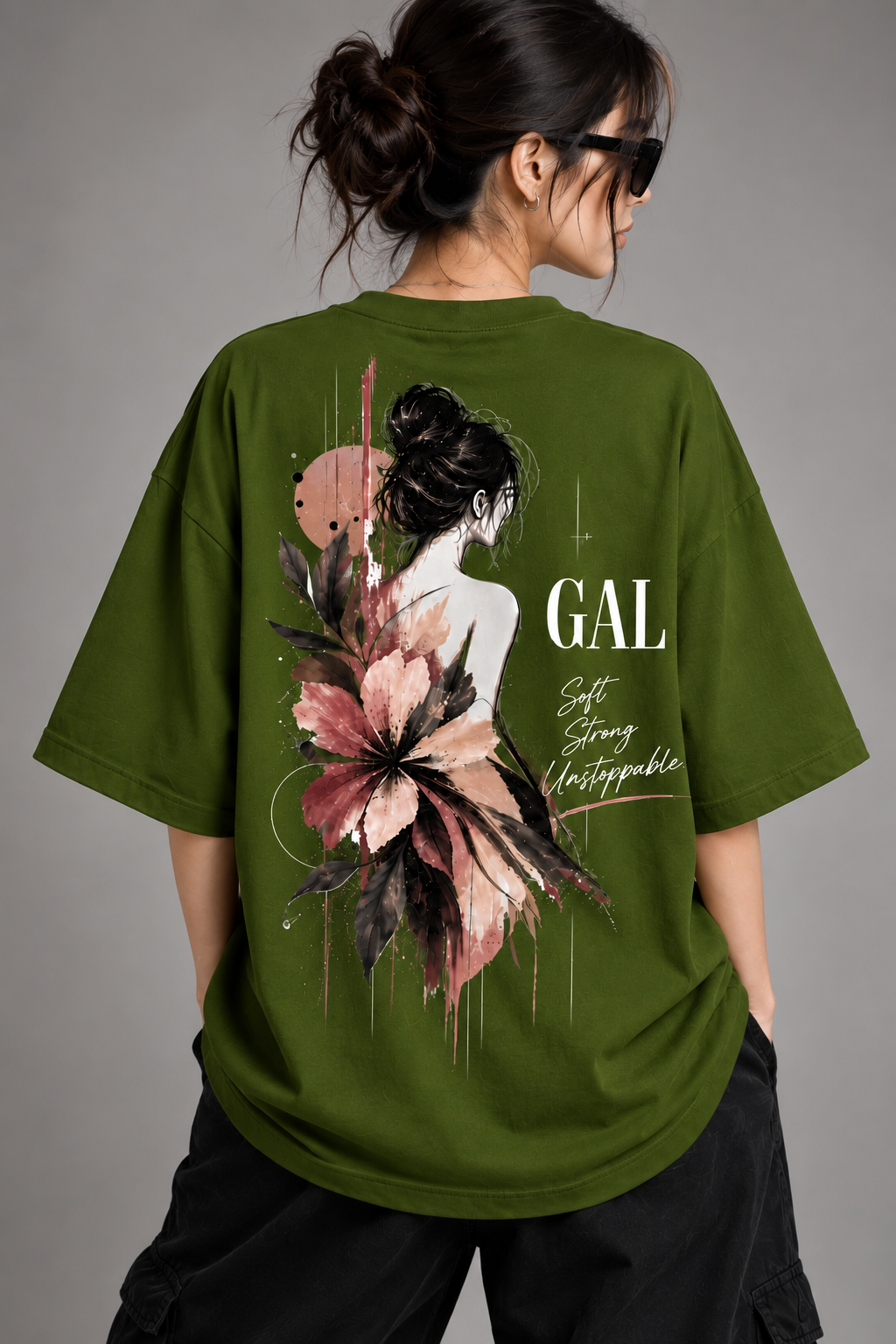 Floral Graphic Oversized T-Shirt | Soft Strong Unstoppable Tee | Mars Mash