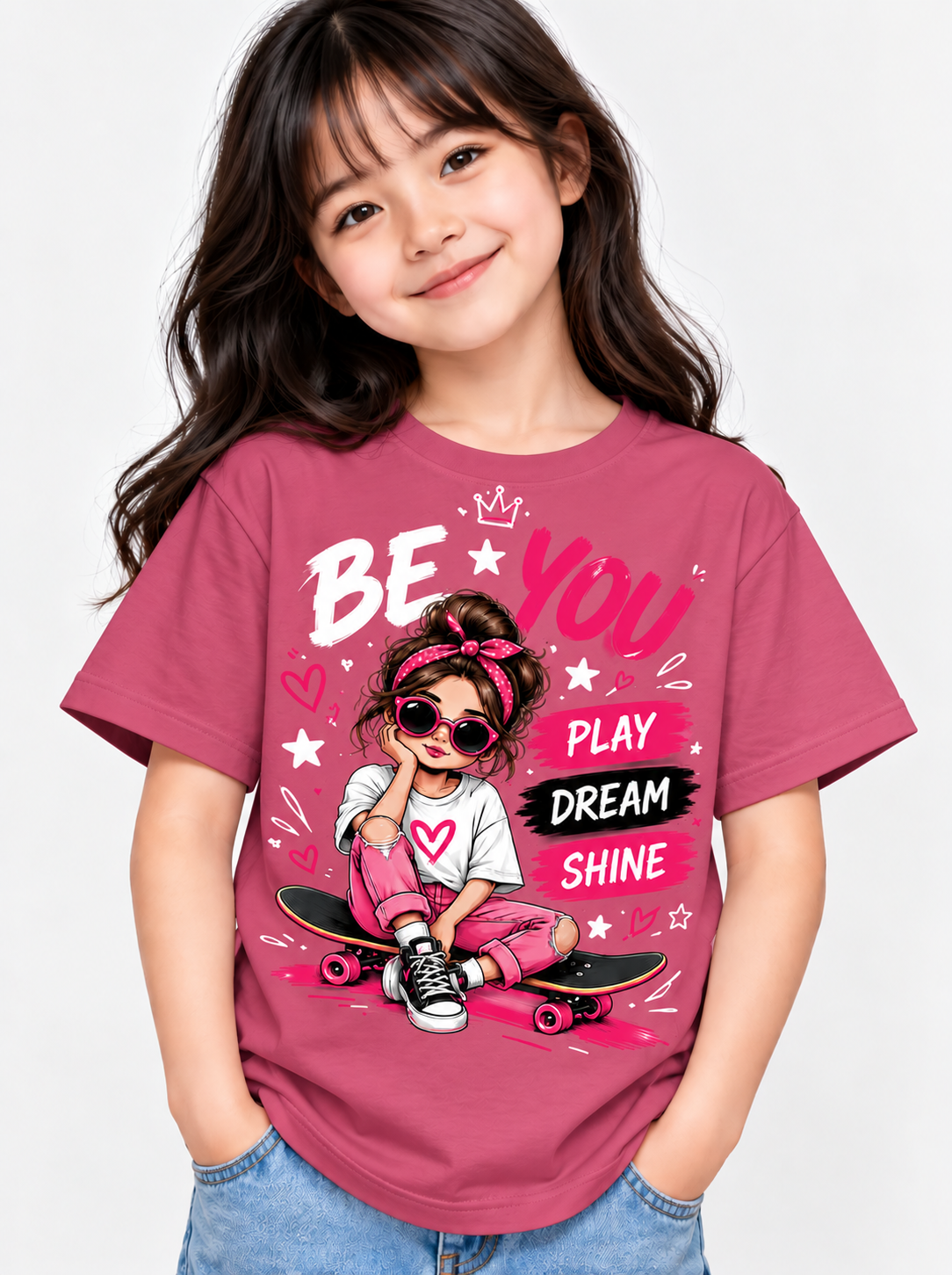 Be You Skateboard T-Shirt for Girls – Black | Mars Mash