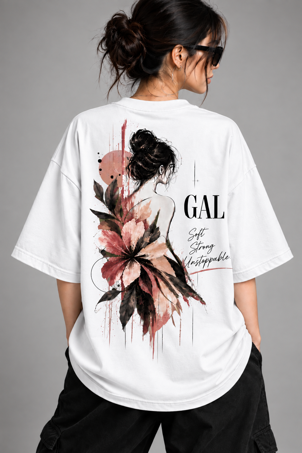 Floral Graphic Oversized T-Shirt | Soft Strong Unstoppable Tee | Mars Mash