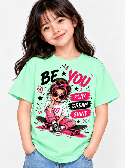 Be You Skateboard T-Shirt for Girls – Black | Mars Mash