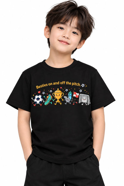 Besties Football T-Shirt for Kids – Black | Mars Mash