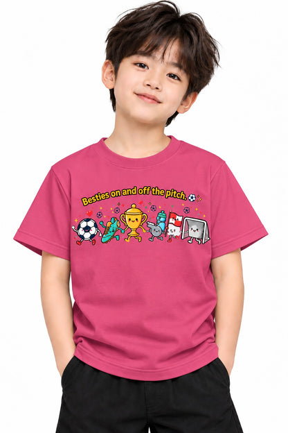 Besties Football T-Shirt for Kids – Black | Mars Mash