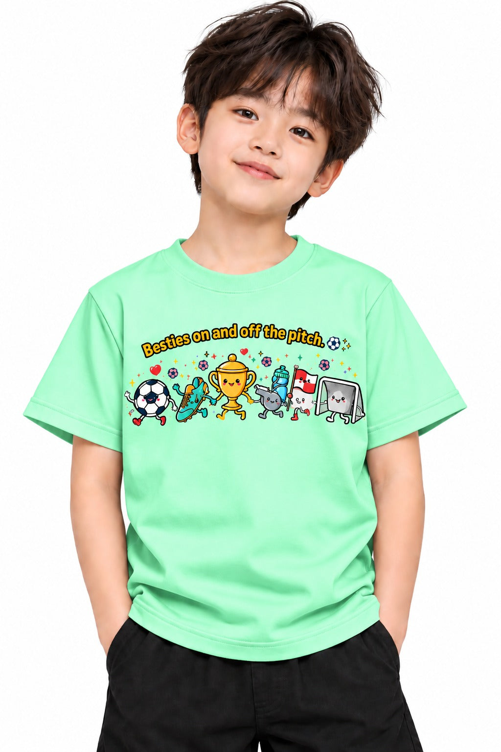 Besties Football T-Shirt for Kids – Black | Mars Mash