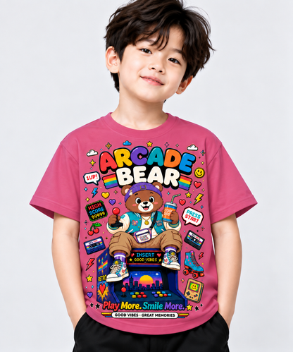Arcade Bear Gaming T-Shirt for Kids – Pink | Mars Mash
