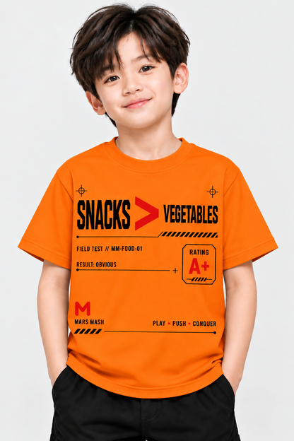 Snacks > Vegetables Orange Kids T-Shirt | Mars Mash