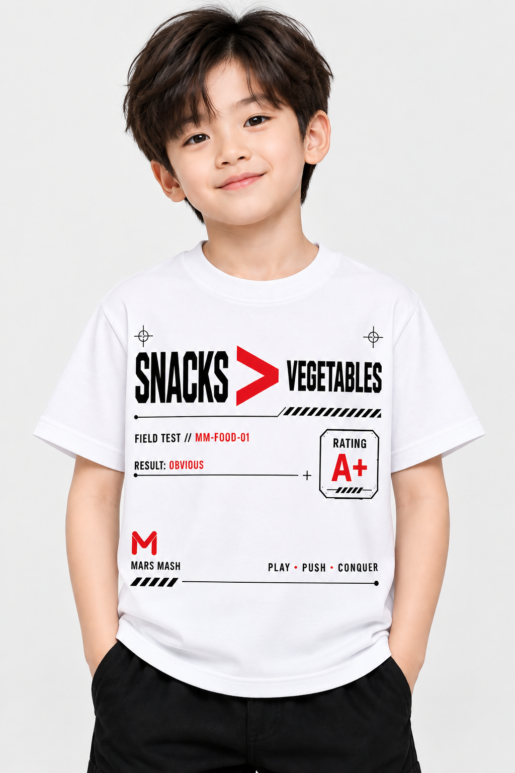 Snacks > Vegetables Orange Kids T-Shirt | Mars Mash