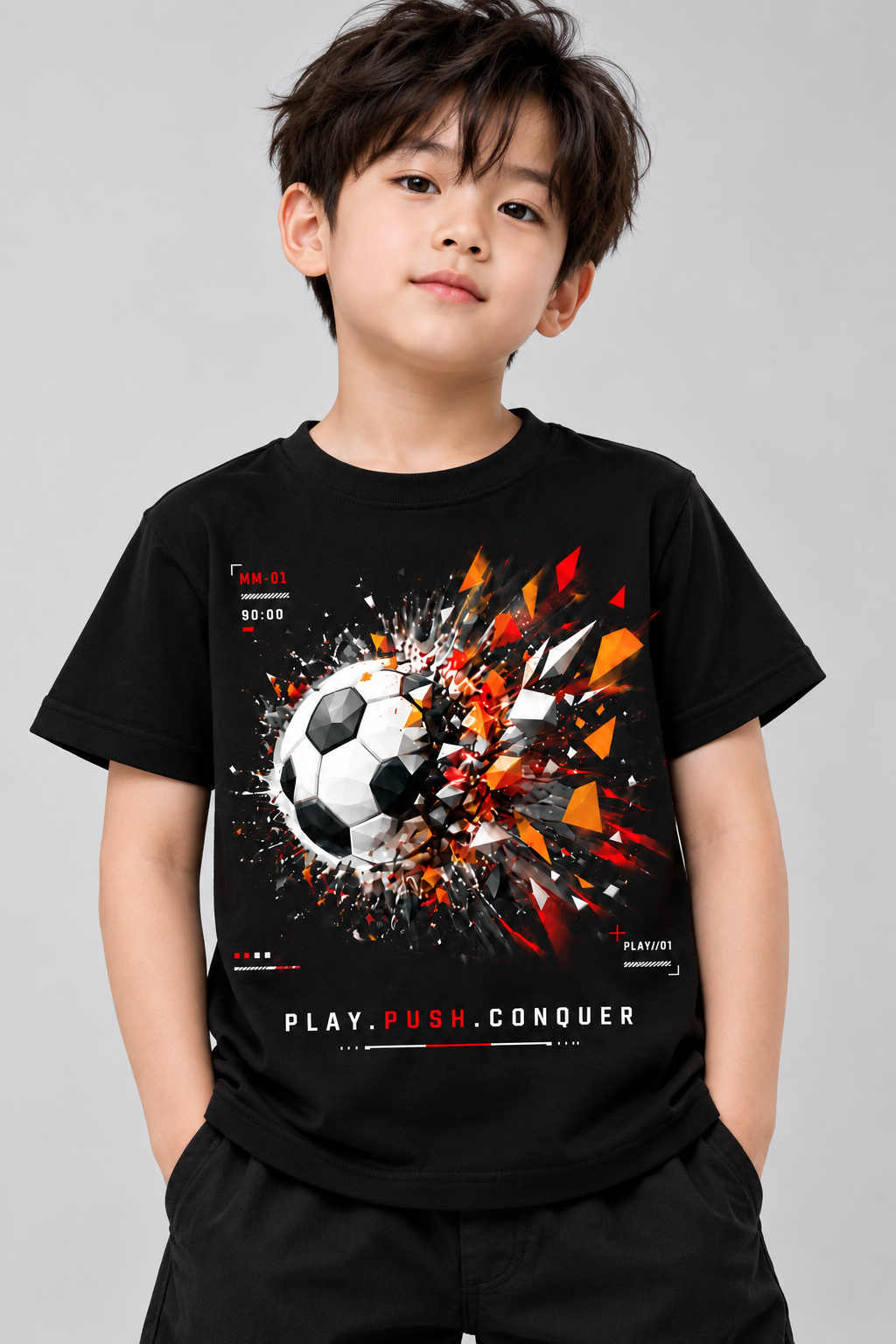 Crystal Soccer Black T-Shirt for Kids | Mars Mash