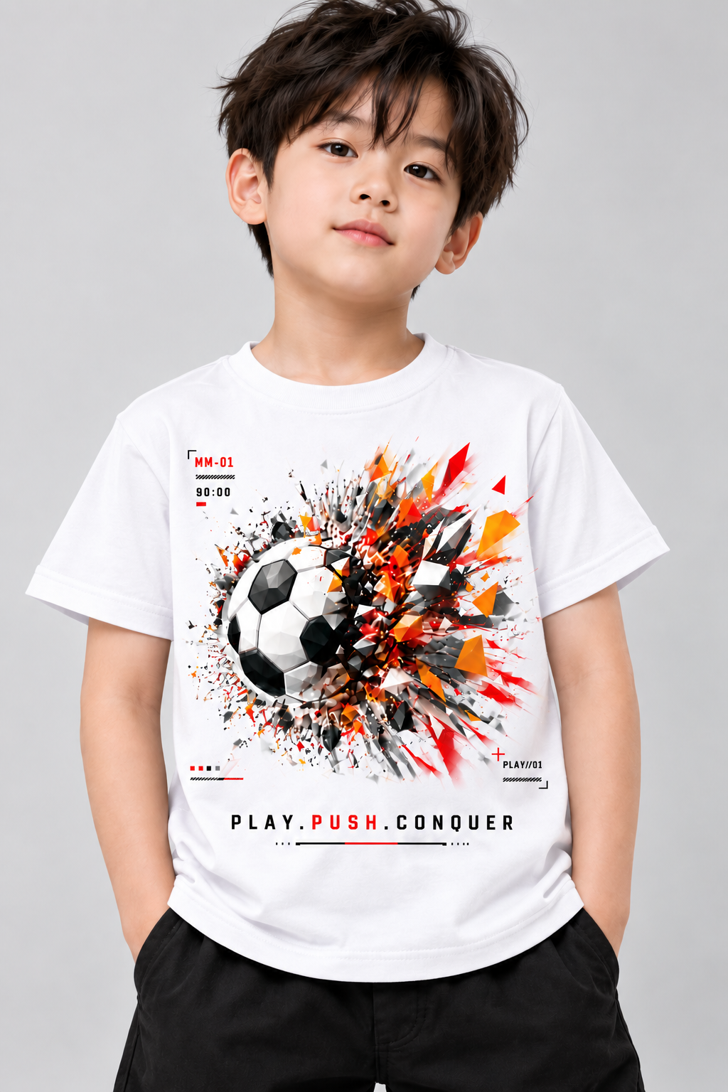 Crystal Soccer Black T-Shirt for Kids | Mars Mash