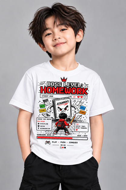 Homework Boss Gaming T-Shirt for Kids – Black | Mars Mash