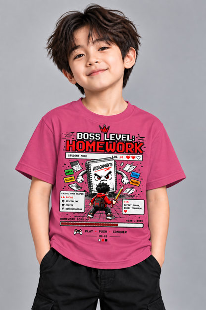 Homework Boss Gaming T-Shirt for Kids – Black | Mars Mash
