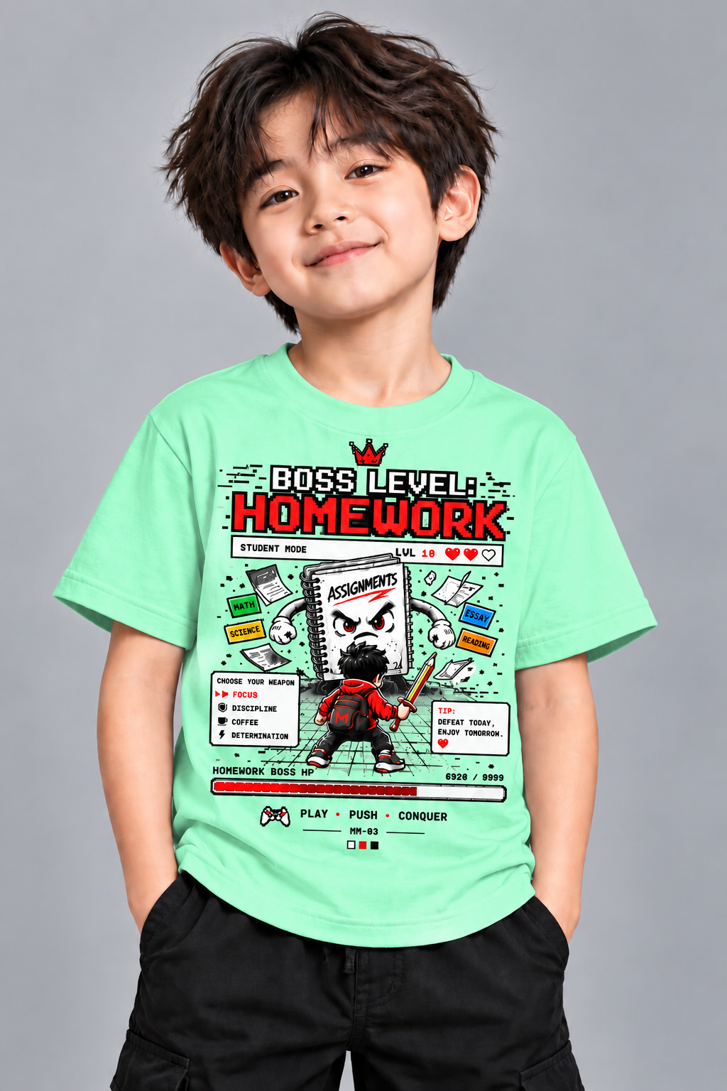 Homework Boss Gaming T-Shirt for Kids – Black | Mars Mash