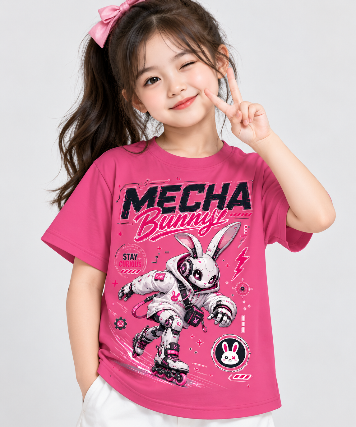 Kids Mecha Bunny T-Shirt | Cute Robot Rabbit Graphic Tee | Mars Mash