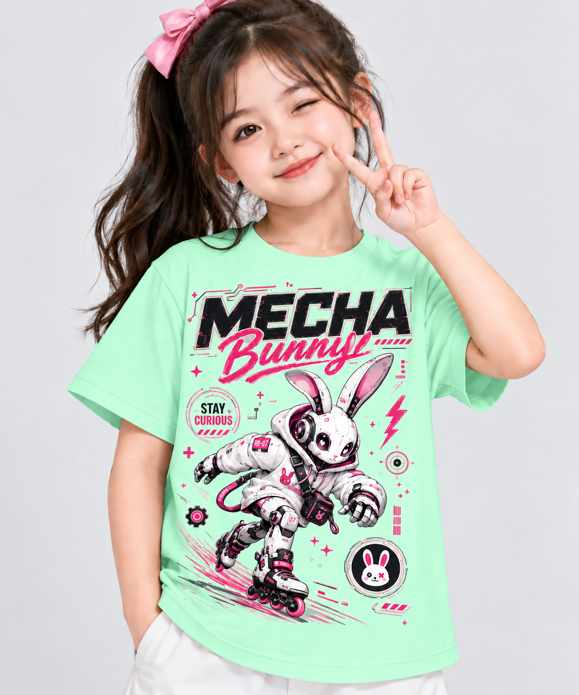 Kids Mecha Bunny T-Shirt | Cute Robot Rabbit Graphic Tee | Mars Mash