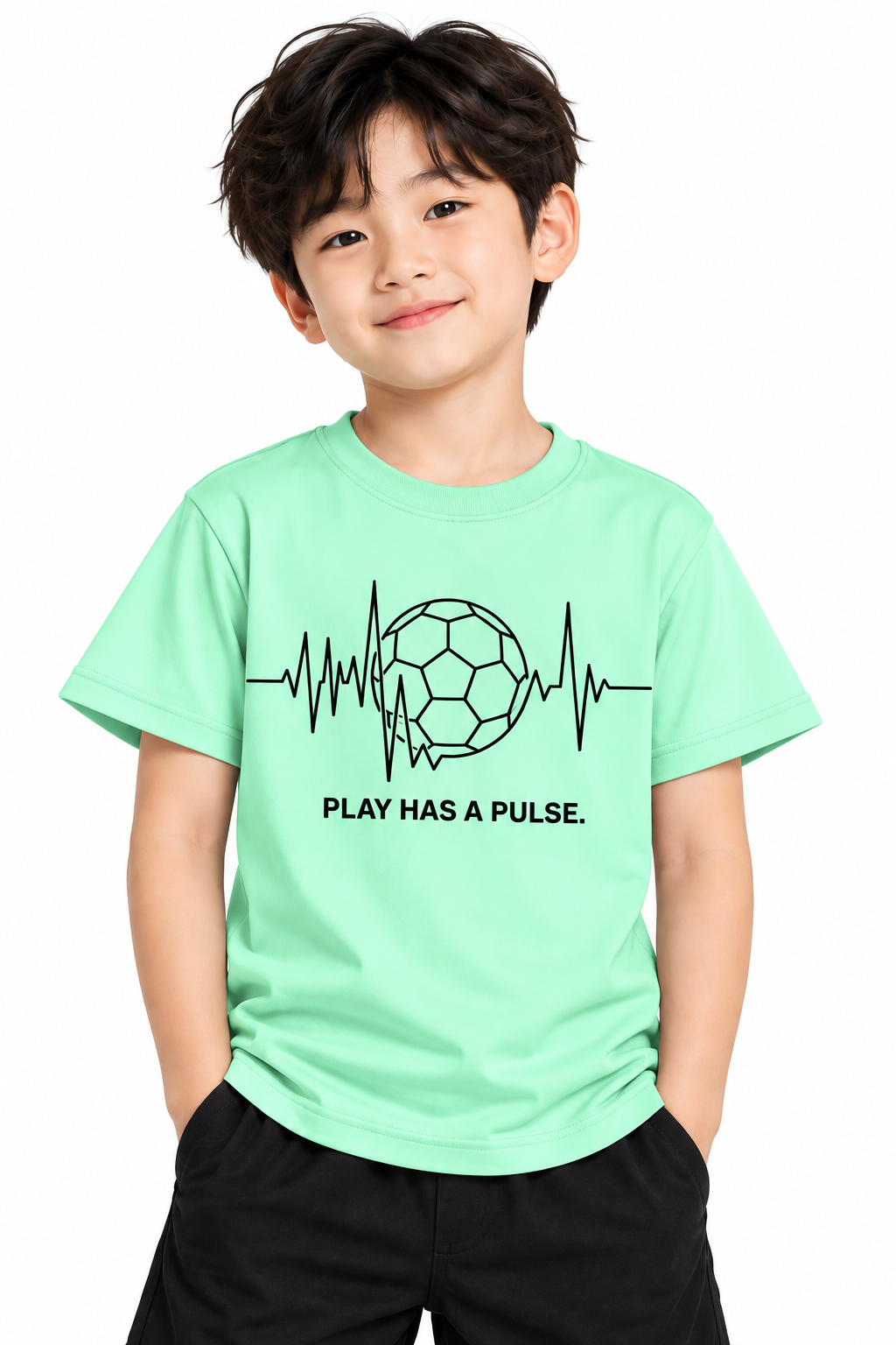 Play Has a Pulse Soccer T-Shirt for Kids – White | Mars Mash