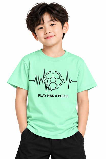 Play Has a Pulse Soccer T-Shirt for Kids – White | Mars Mash