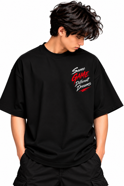 Same Game Different Dreams | Teen Boys Oversized Graphic T-Shirt | MARS MASH