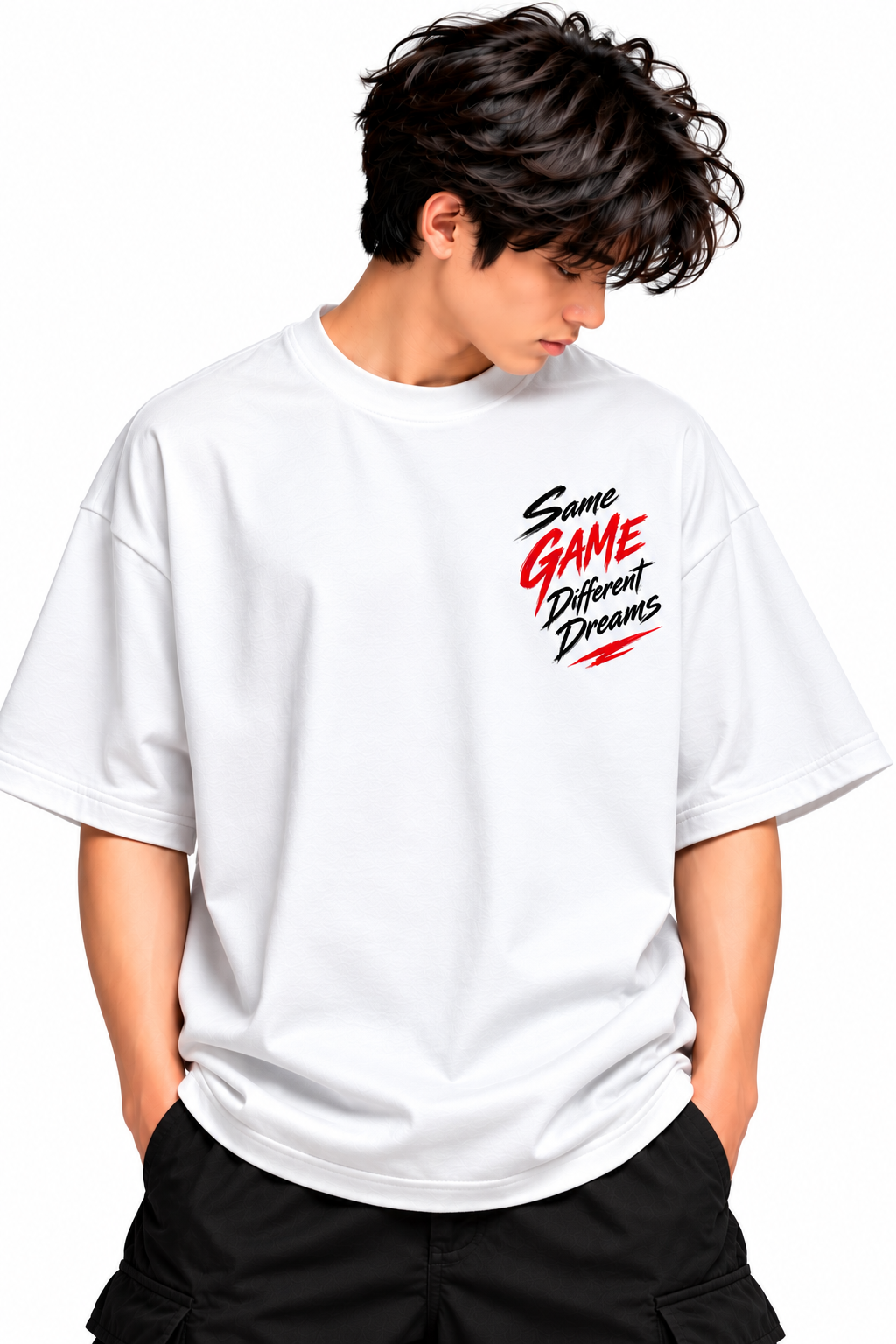 Same Game Different Dreams | Teen Boys Oversized Graphic T-Shirt | MARS MASH