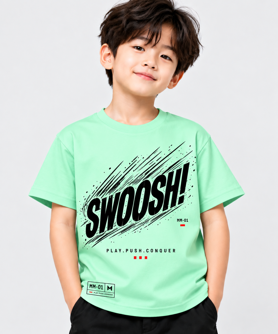 Swoosh Graphic T-Shirt for Kids – Mint Green | Mars Mash