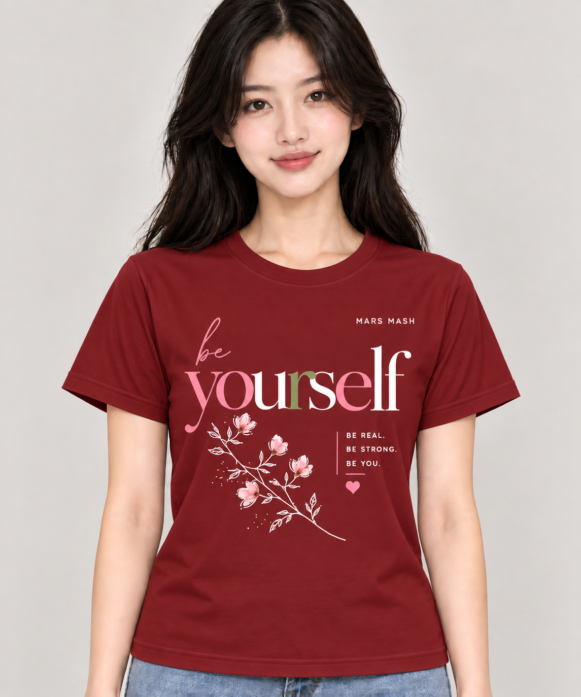 Women’s Be Yourself T-Shirt | Floral Inspirational Graphic Tee | Mars Mash