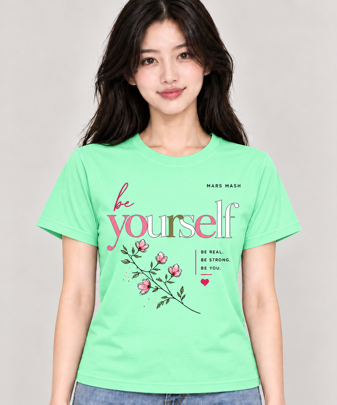 Women’s Be Yourself T-Shirt | Floral Inspirational Graphic Tee | Mars Mash