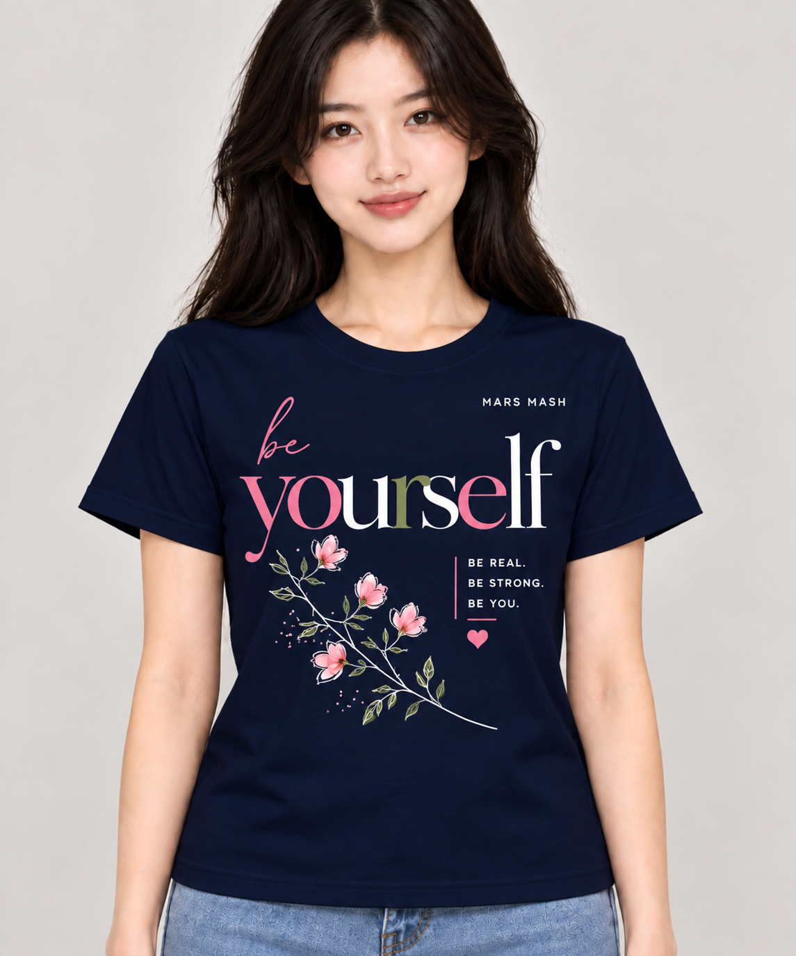 Women’s Be Yourself T-Shirt | Floral Inspirational Graphic Tee | Mars Mash