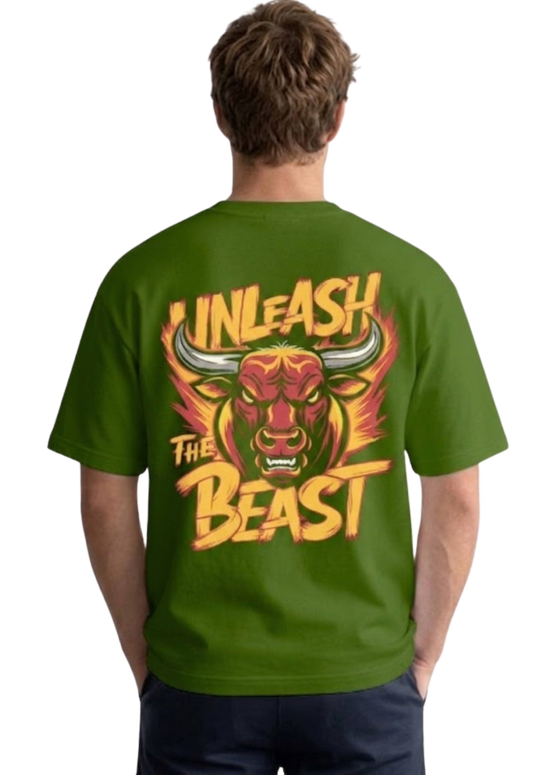 Fierce Bull Graphic Back Print Oversized T-Shirt | 100% Cotton | 220 GSM