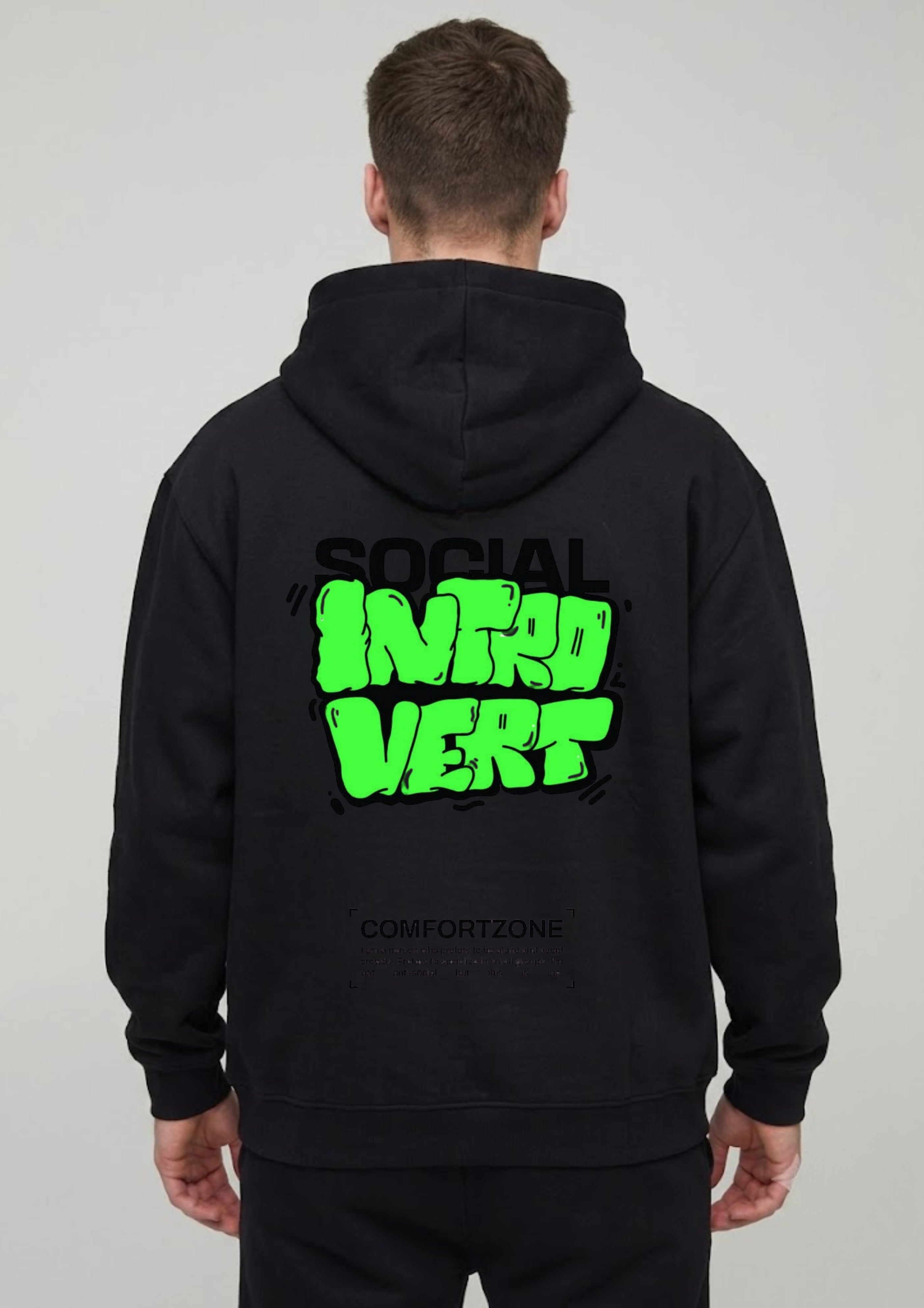 Social Introvert Graphic Printed Hoodie for Men | 350 GSM | Premium Comfort | Casual Streetwear