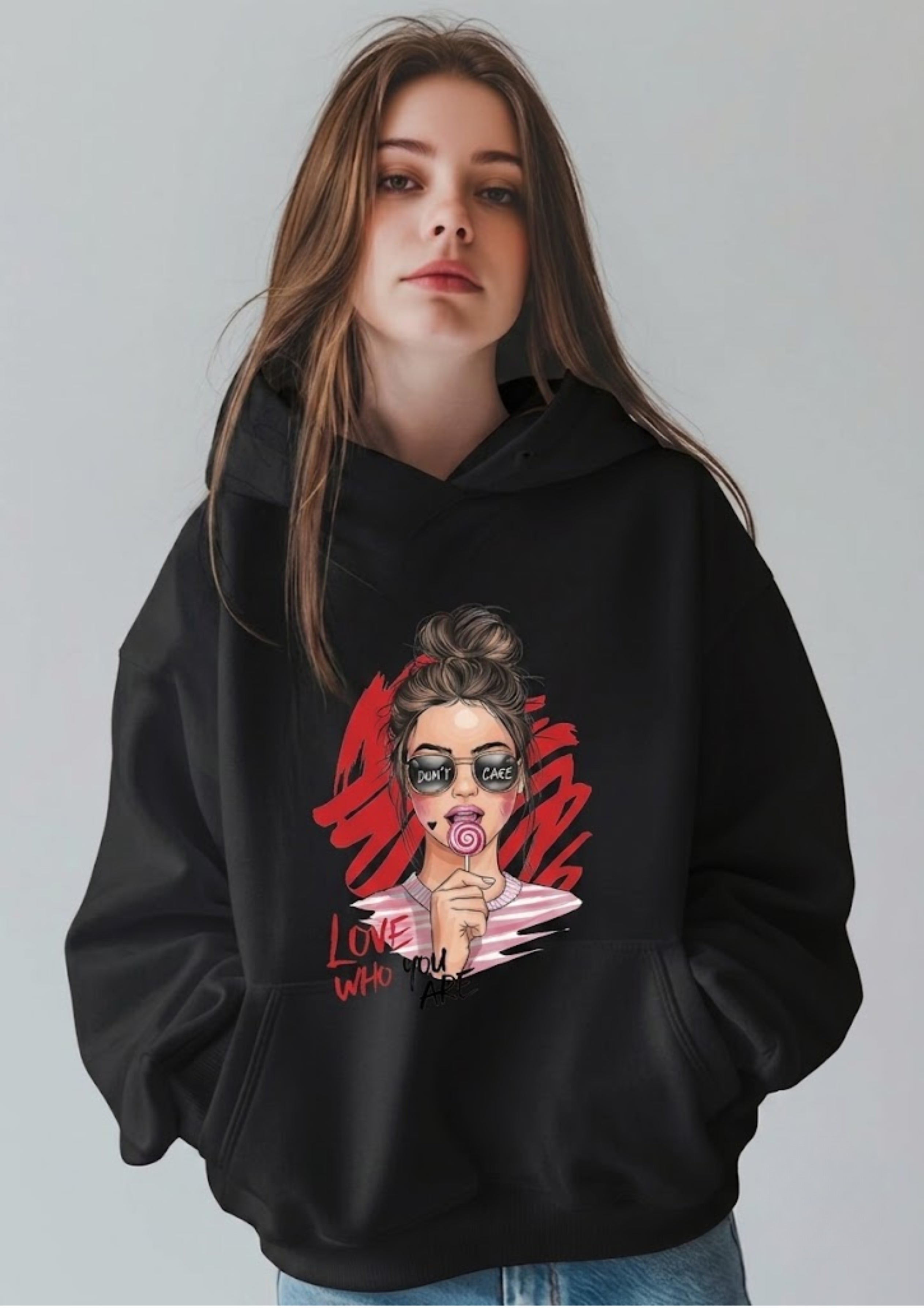 Love Who You Are Girl Graphic Printed Hoodie for Women | 350 GSM | Premium Comfort | Casual Streetwear